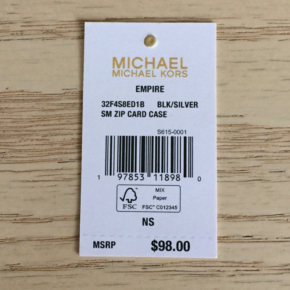 Michael Kors Empire Black Silver Card Case - Picture 7 of 7